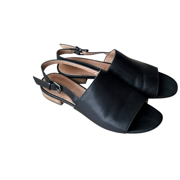 Madewell The Noelle Slingback Peep Toe Womens Black Leather Sandals Size 6 - Picture 4 of 9
